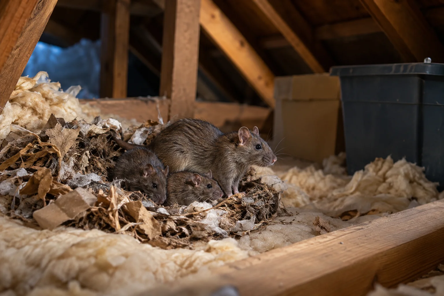 AI-generated illustration for What to Do if You Find a Rat Nest in the Attic