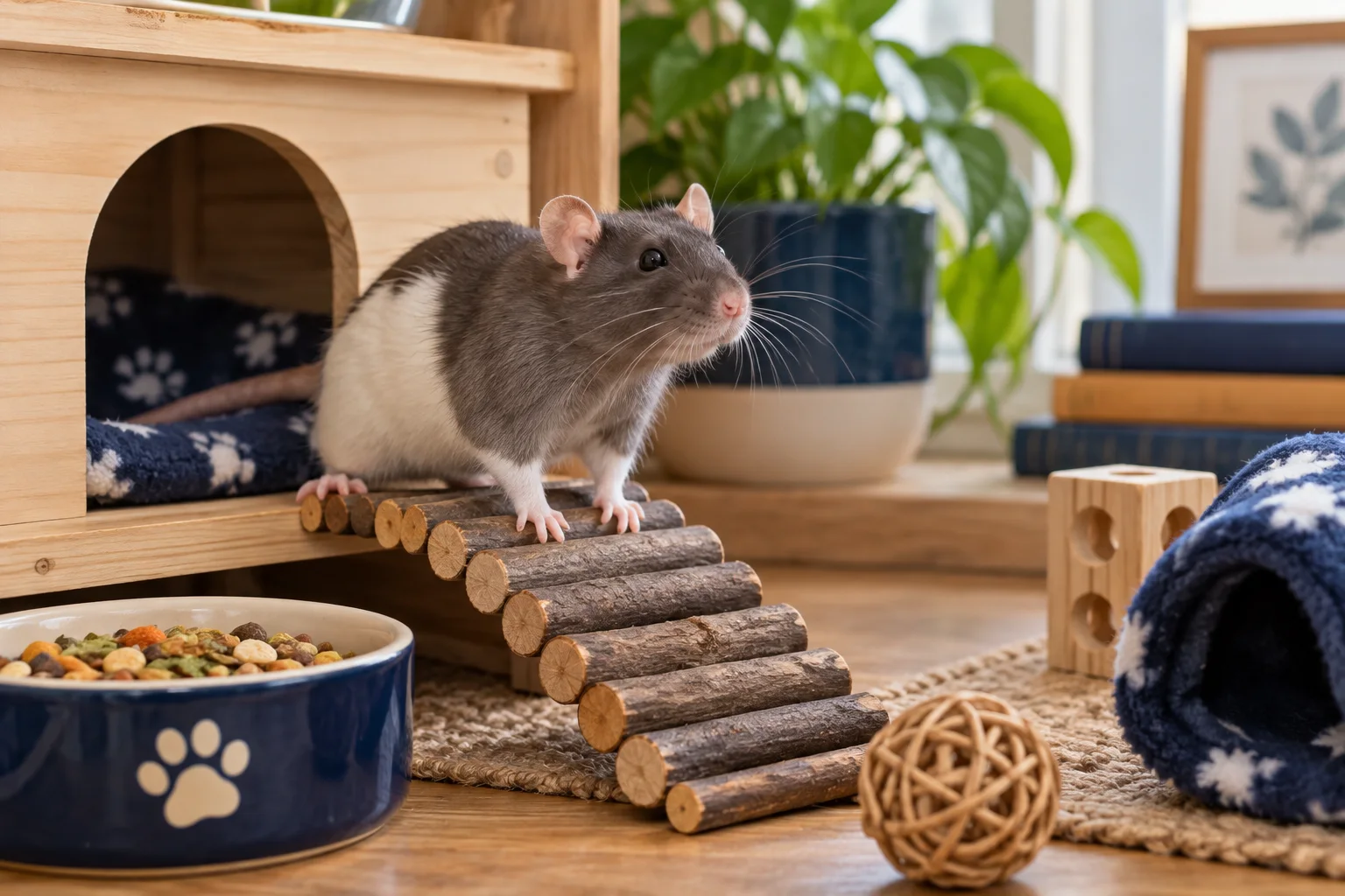 AI-generated illustration for Pet Rats: Husbandry, Health, and the Difference From Wild Rats