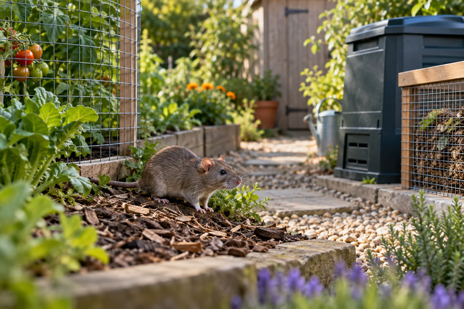 AI-generated illustration for Keeping Rats Out of a Garden Without Harming the Garden