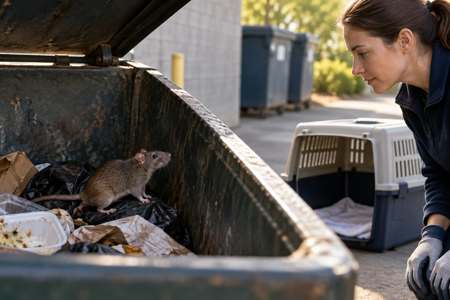 AI-generated illustration for How to Respond to a Rat Stuck in a Dumpster